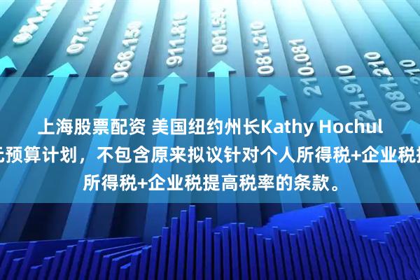 上海股票配资 美国纽约州长Kathy Hochul发布2600亿美元预算计划，不包含原来拟议针对个人所得税+企业税提高税率的条款。